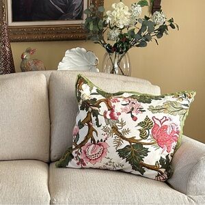 Pottery Barn Floral Pillow cover with Pink and Green Accents